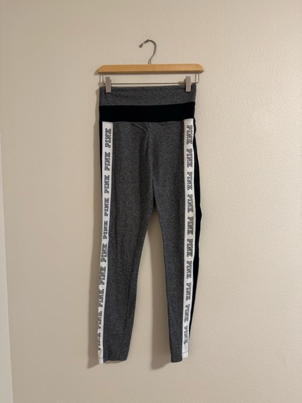 Victoria's Secret PINK Victoria's Secret Gray Logo Stripe Leggings
